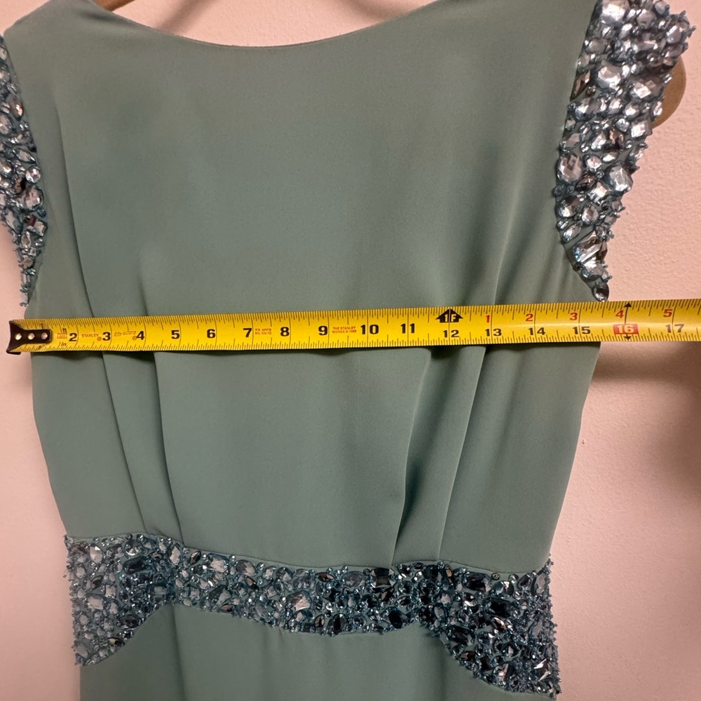 Pamella by Pamella Roland Teal/Green Embellished Long Dress/ Evening Gown - Picture 14 of 16